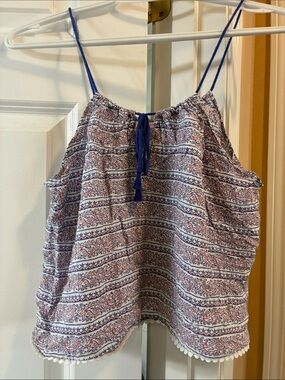 Victoria's Secret White Tank with Blue and Pink Paisley Print